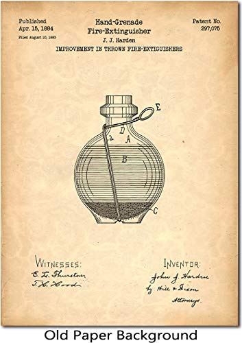 Grenade Fire Extinguisher Patent Print Art 1884