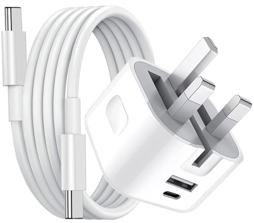 USB C Plug For iPhone 17/17 Pro /17 Pro Max/Air /16e /16/16 Plus /16 Pro /16 Pro Max /15 Charger, 20W Foldable USB C Charger Fast Charging Plug UK Power Adapter With Fast Charger Cable