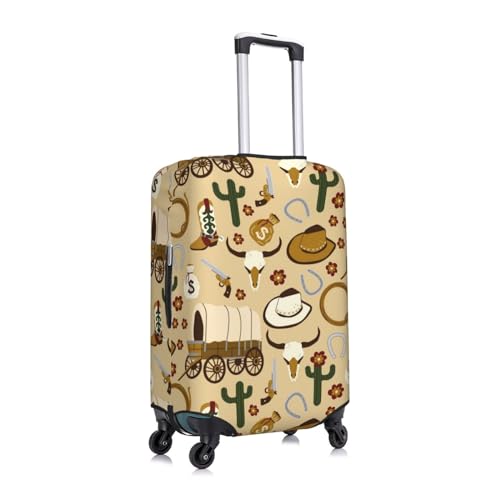 Wild West Cowboy Print Elastic Travel Luggage Cover Suitcase Protector Bag, Anti-Scratch, Washable Suitcase Sleeve For Kid Adult,For 18-32 Inch Luggage3