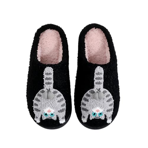 Image of LNERIP Slippers Winter Womens Mens Fluffy Plush Slippers Animals Cute Cartoon House Slippers Cuddly Warm Shoes Indoor Outdoor Girls Women