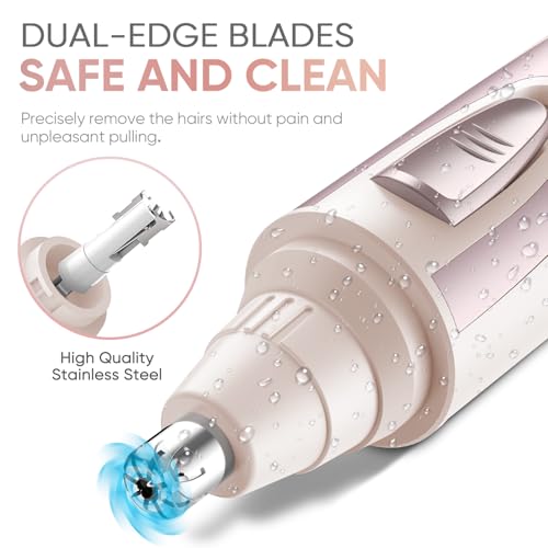 Image of Ear and Nose Hair Trimmer Clipper - 2026 Professional Painless Eyebrow & Facial Hair Trimmer for Men Women, Battery-Operated Trimmer with IPX7 Waterproof, Dual Edge Blades for Easy Cleansing Blue