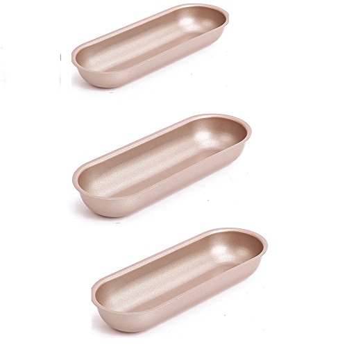 Lot de 3 moules à pain anti-adhésifs pour hot-dog Doré 17,8 cm