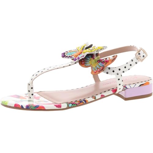 Betsey Johnson Womens Dacie Patent Beaded T-Strap Sandals