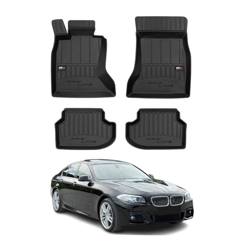 OMAC Alfombrillas de Coche para Todas Las Condiciones meteorológicas, compatibles con BMW Serie 5 F10 2013-2017, Ajuste prémium 3D, Borde Alto, Alfombrillas de Goma para Todo Tipo de Clima, TPE Negro