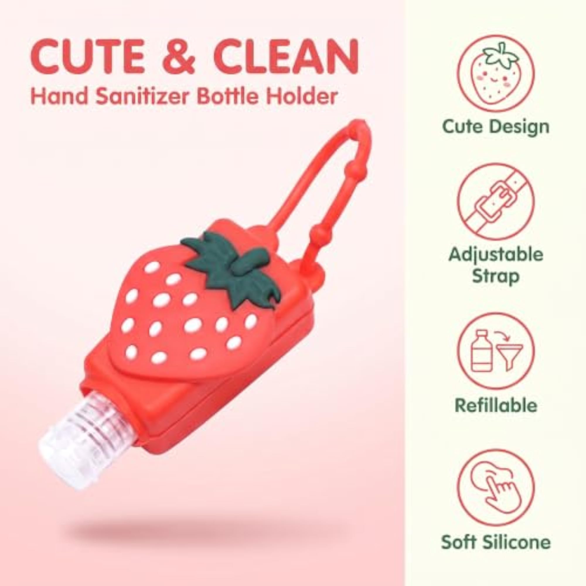 3 Pcs Strawberry Empty Travel Bottle Hand Sanitizer