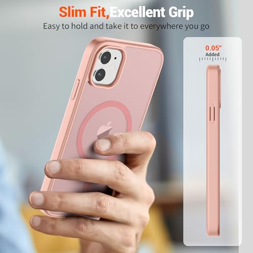 Image of SUPFINE Magnetic for iPhone 11 Phone Case(Compatible with MagSafe)(Military Grade Drop Protection) Translucent Matte Shockproof Phone Case,Pink