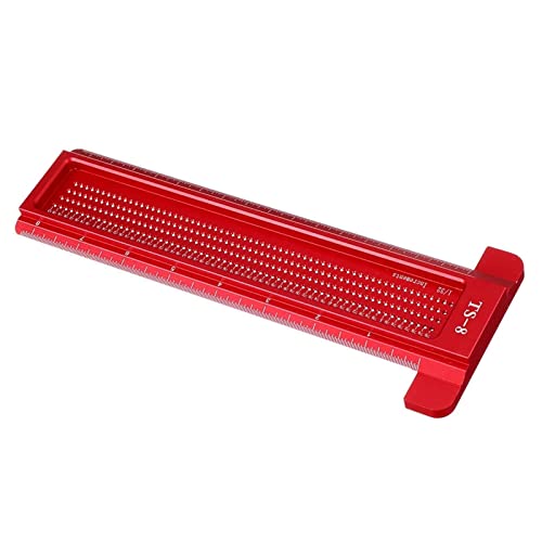 Precision Woodworking Tools TS 8 Inch Aluminum Alloy Hole Precision Marking T Ruler Hole Positioning Measuring Ruler Woodworking Scriber Scribing Tool - Measure Ruler for Engineer Painting Drawing