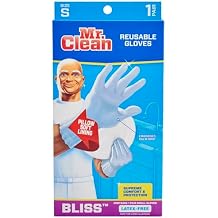 Mr. Clean, 243032 Bliss, Small Latex Free, Vinyl, Soft Ultra Absorbent Lining, Non- Slip Swirl Grip Gloves, Small