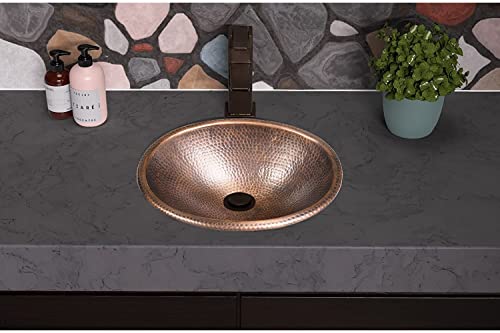 Monarch Abode Pure Copper Hand Hammered Drop-In Bathroom Vanity Sink 17", 17 Inches (Oval) #TOP3