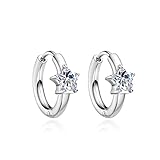 Cubic Zirconia Hoop Earrings for Women, Heart Star Square Teardrop Triangle Rectangle Horse Eye Round CZ Stainless Steel Huggie earrings (Star CZ) -  JUSTJANDM