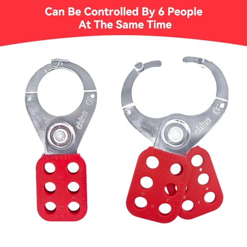 Image of Lock Out Tag Out Hasp,Red 1.5 inch Jaw Diameter Stainless Steel Lockout Hasp Tamper-Proof Padlock Hasp with Extended Jaw,Nylon Handle,Impact-Resistant(10 Pack)