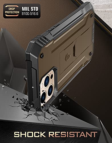 Coque iPhone 13 Pro Max intégrale robuste à double couche avec béquille marron - 6