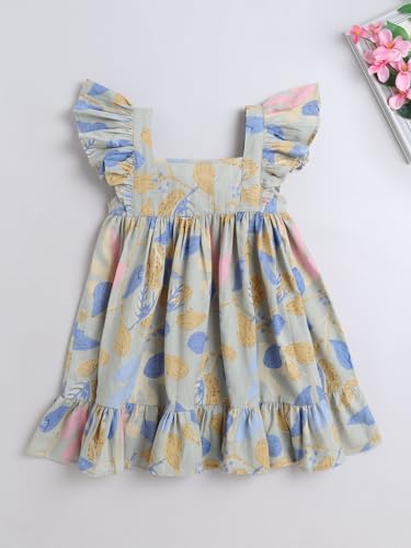 Image of The Magic Wand Printed Dresses for Kids Baby Girls, Fancy Stylish Knee Length One Piece Midi Frocks for Girls, Casual Dress for Summer Season