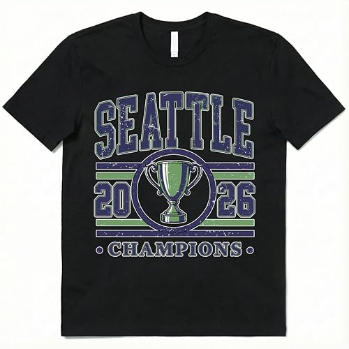 Seattle 2026 Champions T-Shirt | Premium Cotton Shirt for Men & Women (US Alpha Large Regular Regular Black Circle)