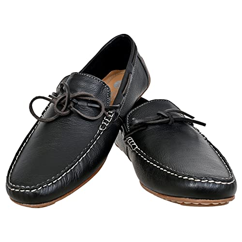 Image of Hx London Men's Leather Lace-Up Driving Style Loafers