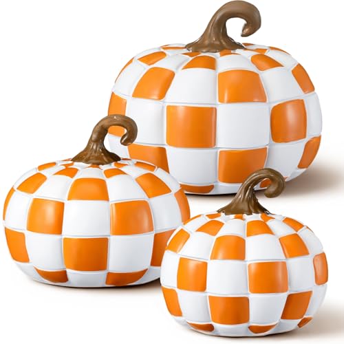 Weysat Orange and White Checkerboard Pumpkins