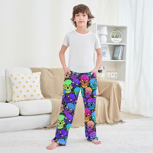 ZZXXB Galaxy Skull with Bright Eyes Boys Long Pants Soft Trousers Elastic Waist Kids Lounge Bottoms with Pockets S-XL 5
