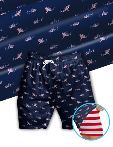 Men's Swim Trunks with Compression Liner 5" Inseam Mens Quick Dry Board Shorts with 4 Pockets for Beach Vacation3