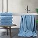 POLYTE Microfiber Quick Dry Lint Free Bath Towel, 57 x 30 in, Pack of 4 (Blue)