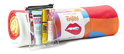 Maybelline New York Limited-Edition Fundles Balm-y Day w/ Volumn' Express The Colossal Mascara, Baby Lips Dr. Rescue, Baby Skin Instant Pore Eraser, and Beach Towel