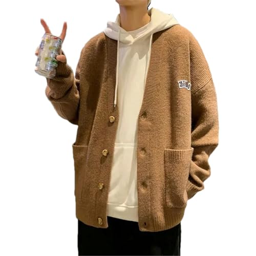 Men Clothes Cardigan Knitted Sweaters V Neck Streetwear Street Knitwears2