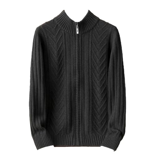 Men's Winter Thick Knitted Cashmere Cardigan Full Zip Up Stand Collar Slim Cardigan Sweater