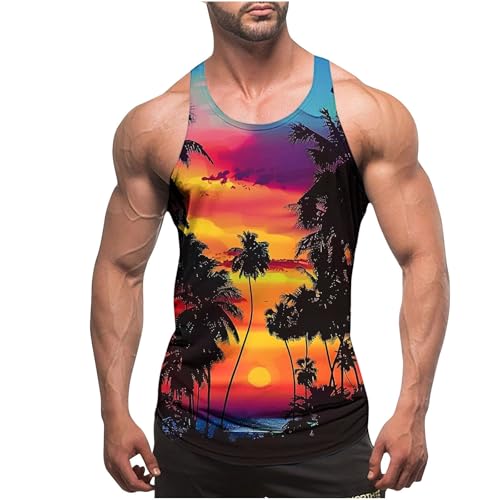 Camisetas Tirantes Hombre,Mis Pedidos Tallas Grandes Camiseta Sin Mangas para Hombre Cuello Redondo Camisas Hawaiana con Impresión Ligero Transpirable Chaleco Ocio Tank Top Verano Playa Vacaciones