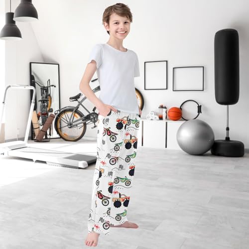Boy's Pants Extreme Sport Car Trunkpattern Jogger Pants Elastic Waist Long Bottoms Trousers with Pockets 6-14 Years 6