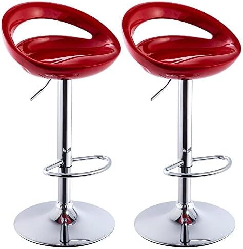 Duhome Set of 2 ABS Barstool Adjustable Swivel Bar Chairs 2 PCS for Kitchen Island Pub Bar (Red)