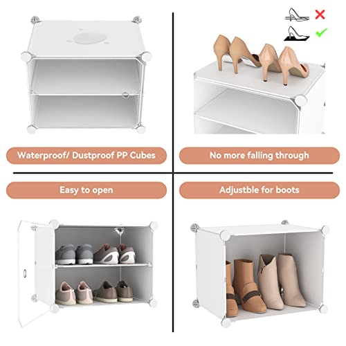 Lanteful 10 Tiers Tall Shoe Rack 20 Pair Shoe Organizer Narrow Shoe Rack With Door Portable Shoe Storage Cabinet With Hooks Sturdy Plastic White Shoe Rack For Entryway And Bedroom #TOP3