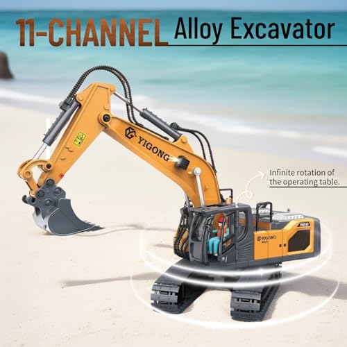 Ezweiji RC Bulldozer, 11 Kanal Ferngesteuertes Bulldozer Baufahrzeug Spielzeug 1:20 Voll funktionsfähiger RC Raupenfahrzeug mit Licht und Soundeffekten (Ferngesteuerte Bagger Upgrade)