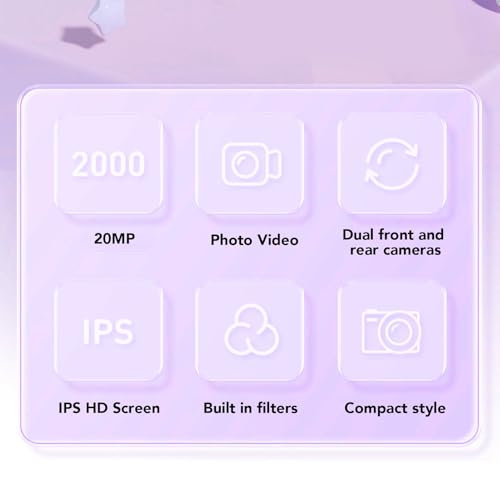 Cámara digital compacta para niños 20MP con doble lente miniatura 3