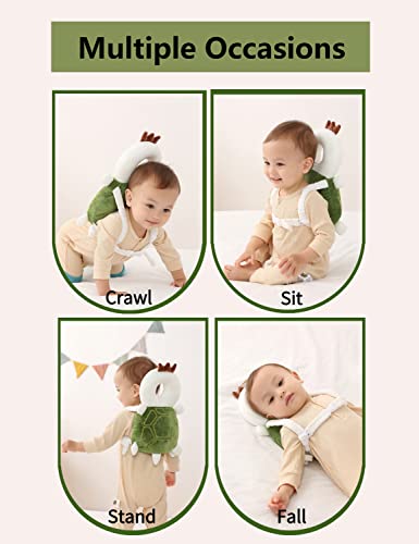 JunNeng Baby Head Protector Backpack, Toddler Walking Fall Head Protection, Green Turtle - Thumbnail 6