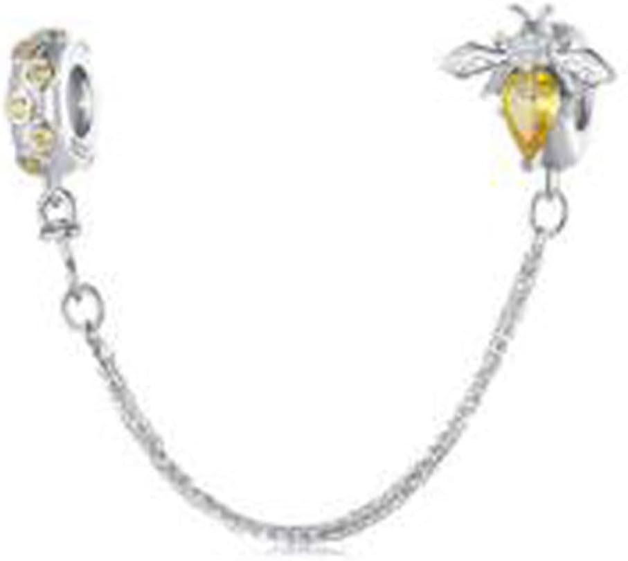 Clip Lock Spacer Stopper Charm Bead Love Heart Charm Bracelets for Women 925 Sterling Silver Safety Chain Charms for Pandora Bracelets