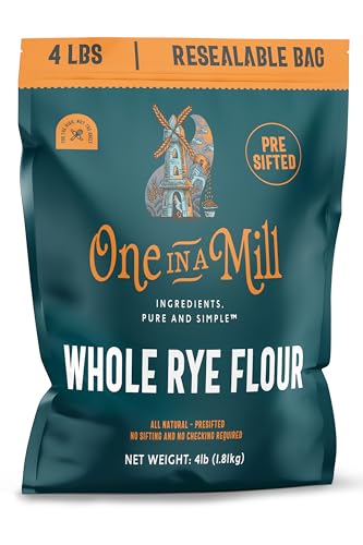 One in a Mill Whole Rye Flour 4LB |100% All-Natural Unbleached Pre-sifted Bread Flour for Baking Cakes, Pie Crusts & Artisan Doughs