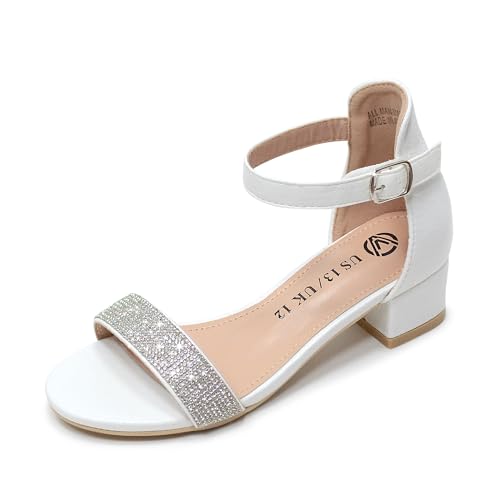 Vonair Girls Sandals Low Heels Ankle Strap Open Toe Dress Shoes Flower Girl Party Wedding Shoes for Girls
