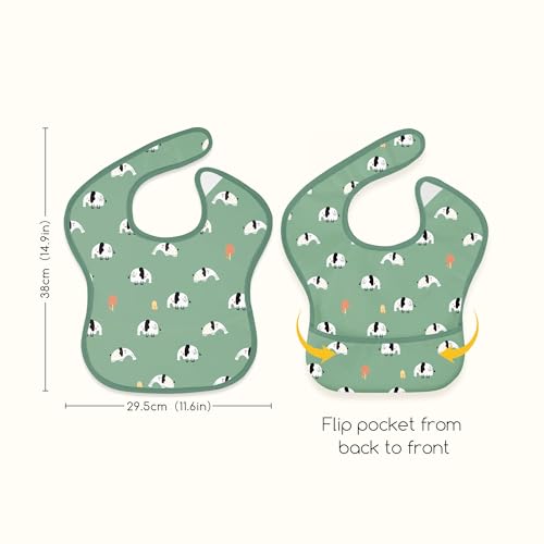 CIVARUA KIDS 3-Pack Baby Feeding Bibs | Waterproof Stain-Resistant 3D Food Catcher, Soft Lightweight Design for Baby-Led Weaning, Infants & Toddlers 3-24 Months Safari Animals — view 5