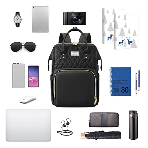 Vsnoon Laptop Backpack For Women, 15.6 Inch Laptop Bag With Usb Charging Port, Water Resistant Travel Backpack For Women Work Nurse/Teacher Casual Daypack, Black #TOP5