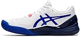 Dämpfung mit GEL-Technologie ASICS Damen Gel-Resolution 8 Clay Tennisschuh, White Lapis Lazuli Blue, 43.5 EU