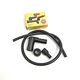  NKG LB05F - Pipeta con capuchón y bujía de 90 grados para moto o ciclomotores con resistencia de 5 ohm + cable de 50 cm