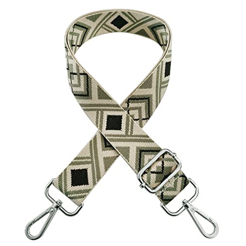 Schultergurt für Taschen Breit 3.8cm & Verstellbar 80-130cm, Taschengurt Breit Boho, Schulterriemen für Taschen, Tragegurt Tasche Schultergurt Taschenkette Strickmuster - Silber Karabiner (F Braun) Cover