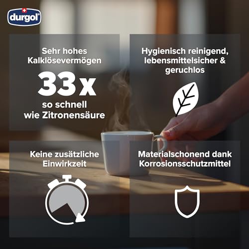 durgol swiss espresso Spezial-Entkalker – Kalkentferner für Kaffeemaschinen aller Typen und Arten – Einfache Reinigung ohne Einwirkzeit & Rückstände – Deutsche Version – 2x125ml