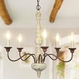 Derksic 5-Light French Country Chandelier Rustic Imitation Wood Farmhouse Chandelier for Dining Room