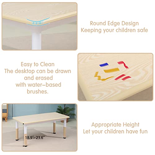 Jonutato Toddler Table And Chair Set, Height-Adjustable Toddler Desk With 4 Seats, Kids Table And Chair Set For Girls & Boys Age 2-10, Scrub-Table Desktop Kids Study Table For Daycare, Classroom, Home #TOP5