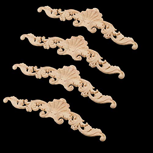 Lxyuum Wood Carved Corner Onlay Applique Door Cabinet Unpainted Home Furniture Decorations (40Cm X 10Cm) #TOP2