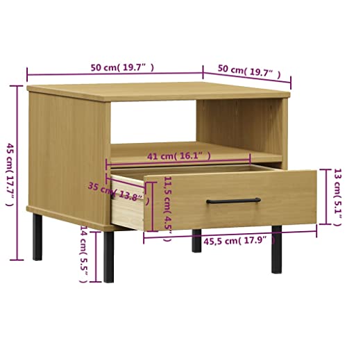 Table de Chevet en Bois Pin Massif Meuble Rangement Compartiment - 3