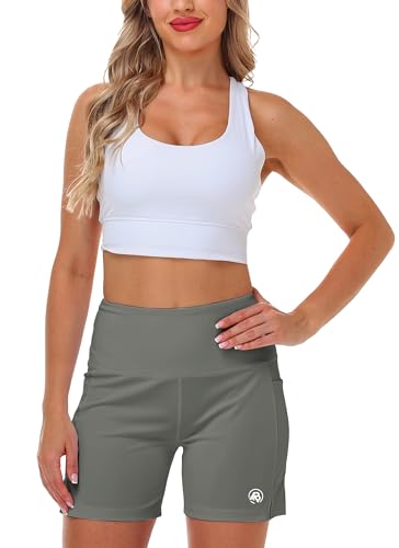 Image of AOBUTE Womens High Waist Swim Board Shorts with Pockets Quick Dry Bike Shorts