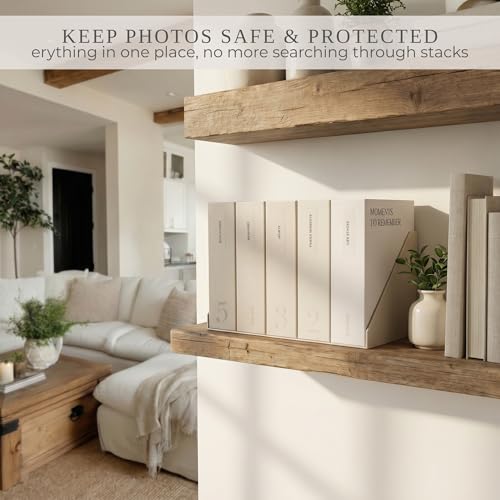 ZICOTO Decorative Photo Storage Box Set of 5 - Sturdy Photo Organizer Boxes with Dividers and Pre-Printed Labels to Keep Your Precious 4x6 Pictures Beautifully Organized on Your Shelf - Thumbnail 6