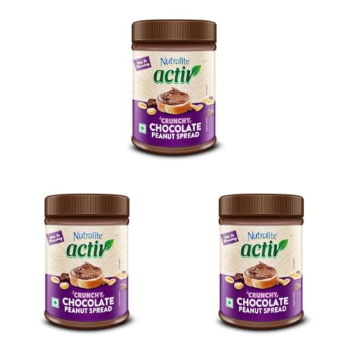 Image of Nutralite Activ Peanut Butter Chocolate Crunchy | 1kg Jar | 20g Protein per 100g | High Dietary Fibre | Dark Choco Chips | Zero Trans-Fat | No Gluten | No Hydrogenated Oil | No Preservatives