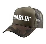 Darlin' Affectionate Southern Charm Women Trucker Hat with Adjustable Mesh Back, Camo Green